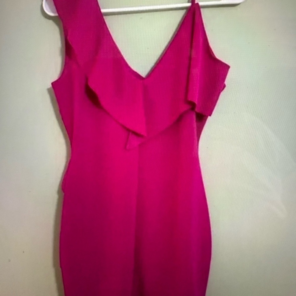 Klaxons Elegant Pink Sleeveless ruffle‎ mini dress woman 7 - Picture 5 of 9